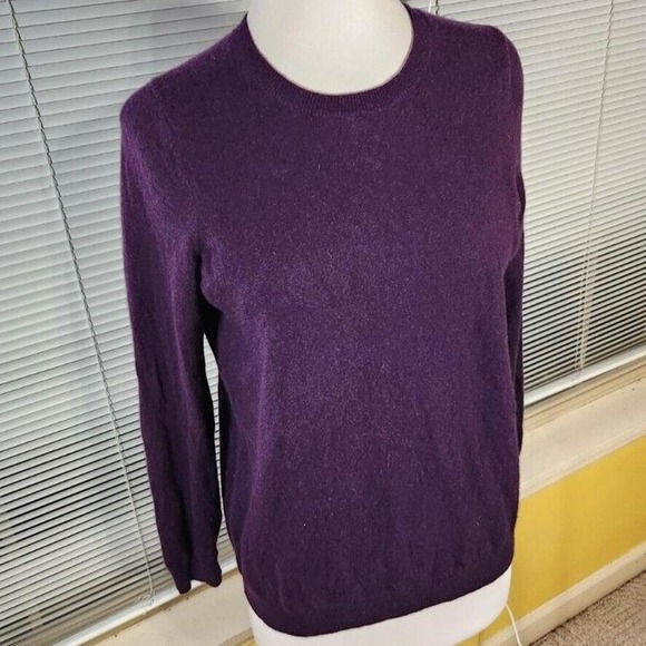 Talbots $199 0X Petite 100% Cashmere Purple Heather Rich Amethyst Audrey Sweater - Picture 4 of 7
